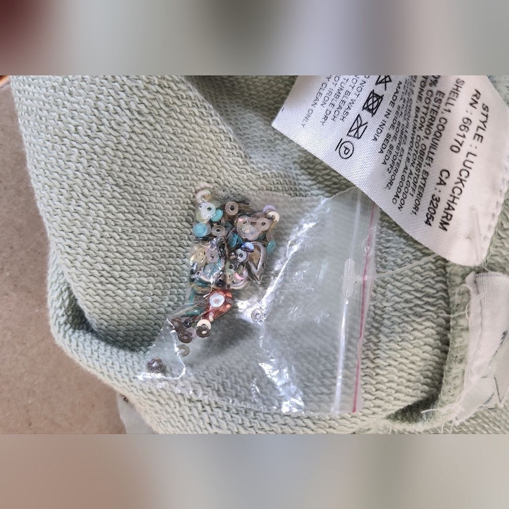 Anthropologie Let Me Be Luckcharm women's blue cotton beaded sweatshirt Size XS - Picture 10 of 12